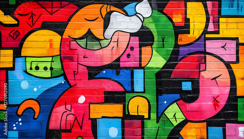 Wallpaper Mural Colorful graffiti street art on a brick wall Torontodigital.ca