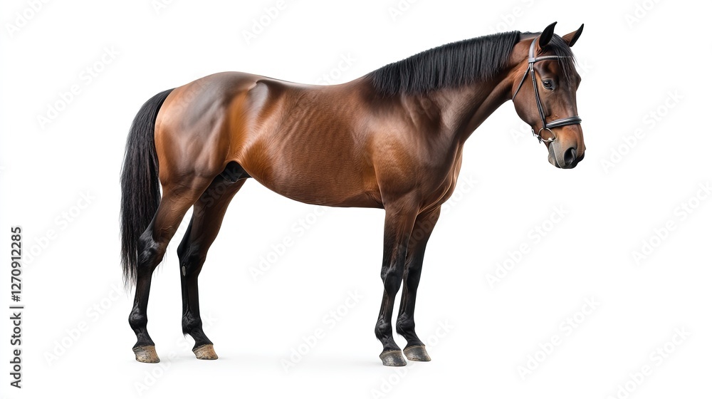 Fototapeta premium Bay horse in a clean, minimalist composition, symbolizing elegance and simplicity. 