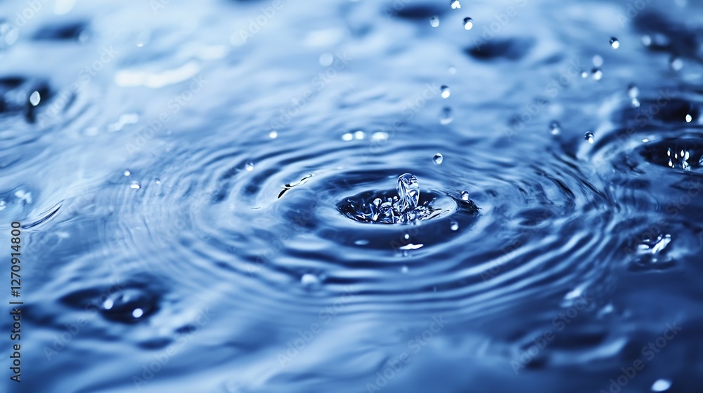 Rippling water surface with raindrops creating beautiful patterns in a serene environment : Generative AI Rippling water surface with raindrops creating beautiful patterns in a serene environment : Generative AI