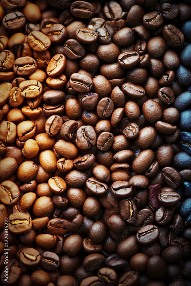 Naklejka premium Aromatic Roasted Coffee Beans Textured Background