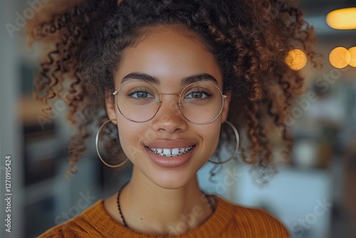 Young Woman With Glasses And Braces