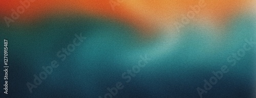 Retro teal and orange gradient with soft blur and grainy texture background poster banner wallpaper design