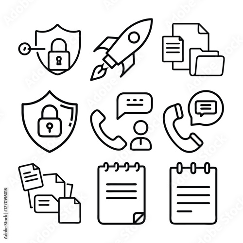  Set of best digital icon.Secure Communication and Productivity Icons