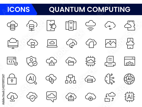 Quantum computing icons set. style icons with various colors. For signs, symbols, web design, or web graphics.