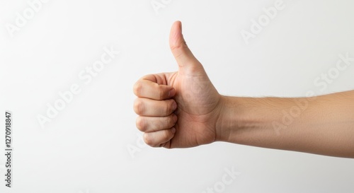 Thumbs-Up Gesture Against Plain Background 