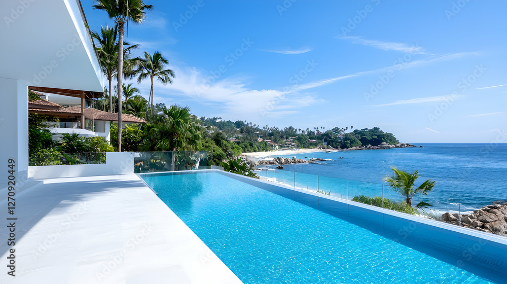 Fototapeta premium Modern Infinity Pool With Ocean View