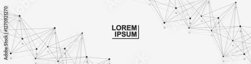 Global network connection website header or banner design. Abstract background with connecting dots and lines. Global business. Social network communication. Internet technology. Vector illustration