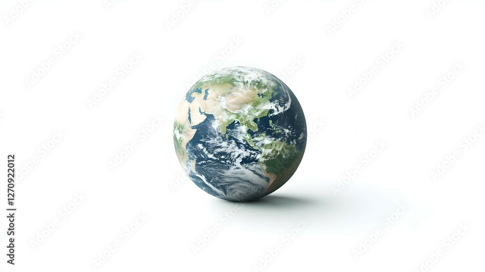 Naklejka premium 3D Model of Earth on White Background