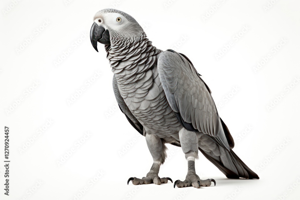 Afican grey parrot animal bird white background. Afican grey parrot animal bird white background.