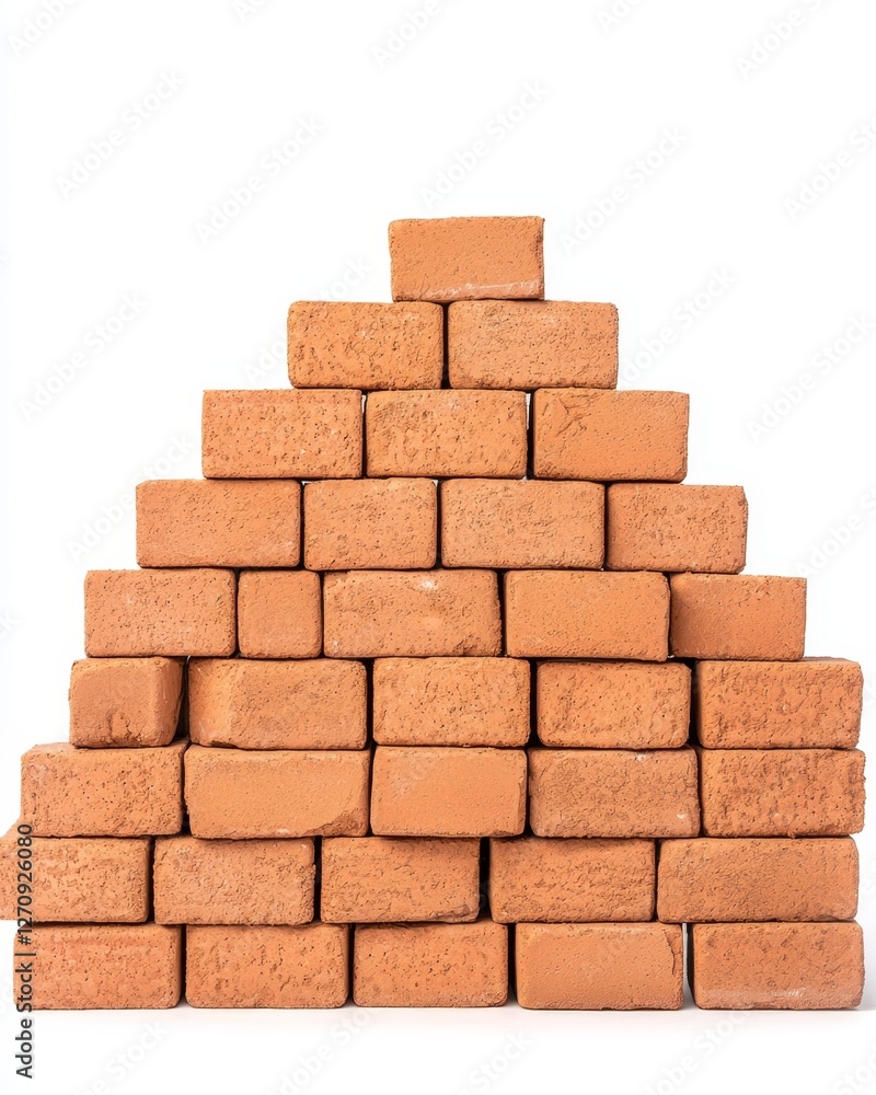Obraz premium Isolated Stack of Red Building Bricks on White Background for Construction and Design Projects