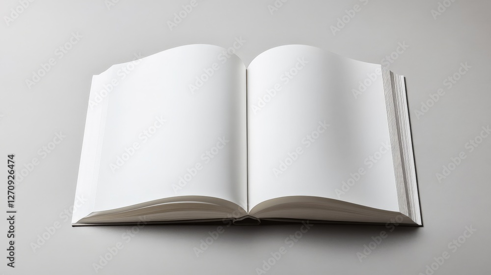 Blank book page with soft shadows, ready for text or artwork, clean and minimalist book design. Blank book page with soft shadows, ready for text or artwork, clean and minimalist book design.