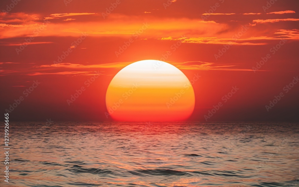 Fiery Sunset Over the Ocean A Stunning Display of Nature's Beauty Fiery Sunset Over the Ocean A Stunning Display of Nature's Beauty
