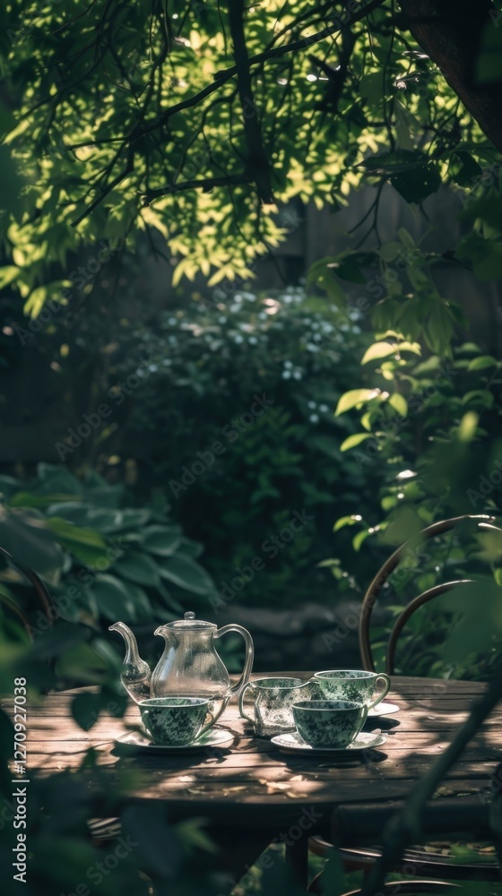 Fotografie Nature outdoors garden table.