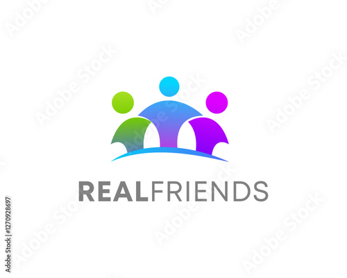 RealFriends Logo Colorful People Unity, Friendship, Community Symbol