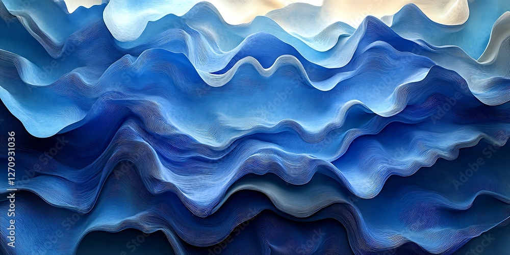 Obraz premium Abstract Blue Wave Pattern, Dynamic Texture, Background Image, Graphic Design