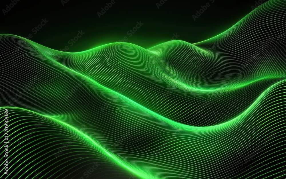 Bold neon green wave pattern background mockup with glowing effect Saint Patricks Day Bold neon green wave pattern background mockup with glowing effect Saint Patricks Day