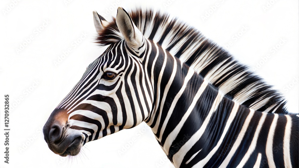Zebra head close up on white background. Zebra head close up on white background.
