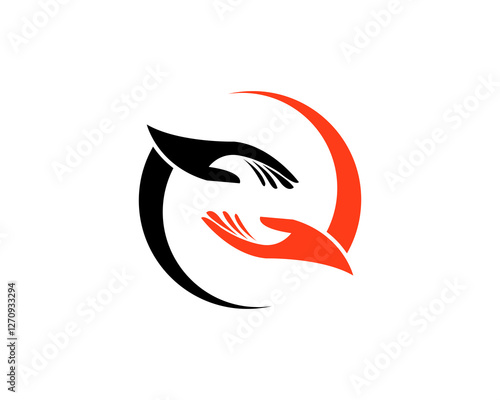 Intertwined Hands Logo Charity, Support, Unity, Care, Help, Global, Teamwork, Partnership, Community