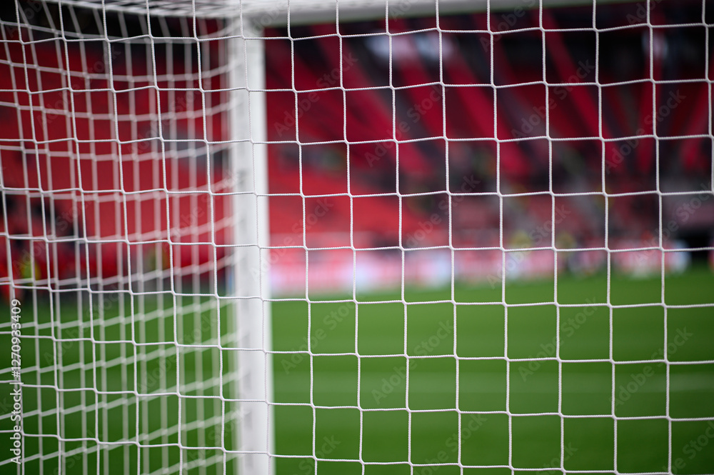 Obraz premium Soccer football net background. Football stadium.