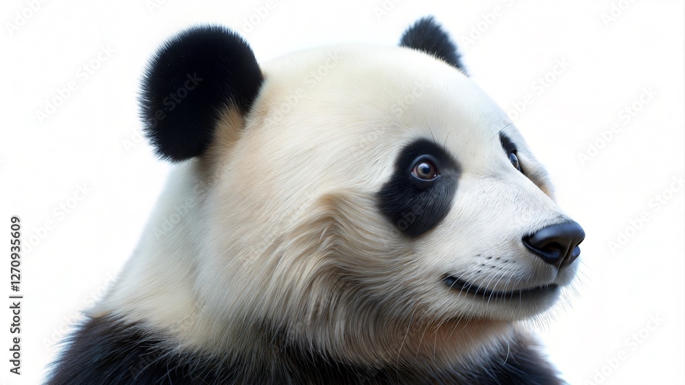Giant panda close up white background. Giant panda close up white background.