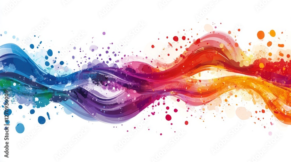 custom made wallpaper toronto digitalColorful Abstract Waves, Vibrant Paint Splash Art, Multicolored Dynamic Lines, Gradient Spectrum, Artistic Flow Design