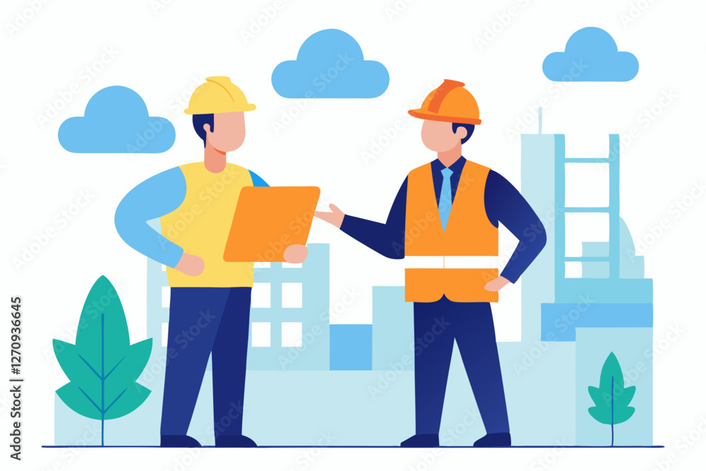 construction workers on a building site construction workers on a building site