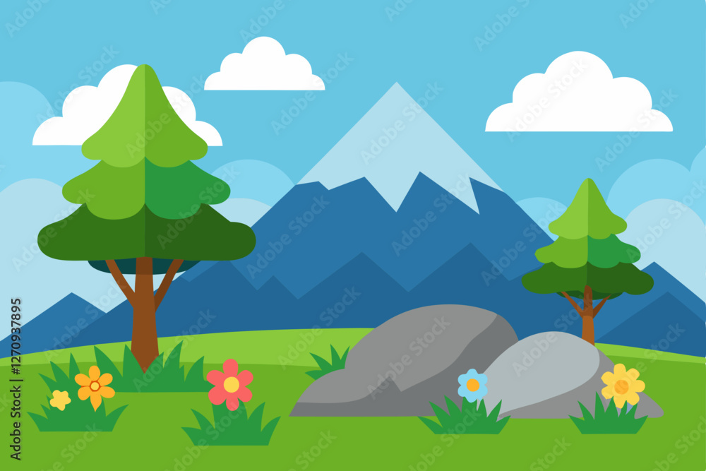 summer landscape with trees and mountains summer landscape with trees and mountains