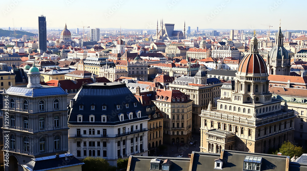 Viennas Architectural Panorama A Sunlit Cityscape of Elegant Buildings