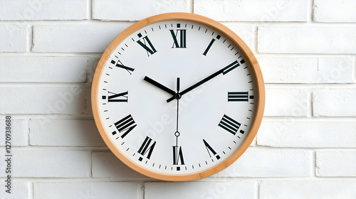 Wallpaper Mural Vintage Style Wall Clock On White Brick Wall Torontodigital.ca