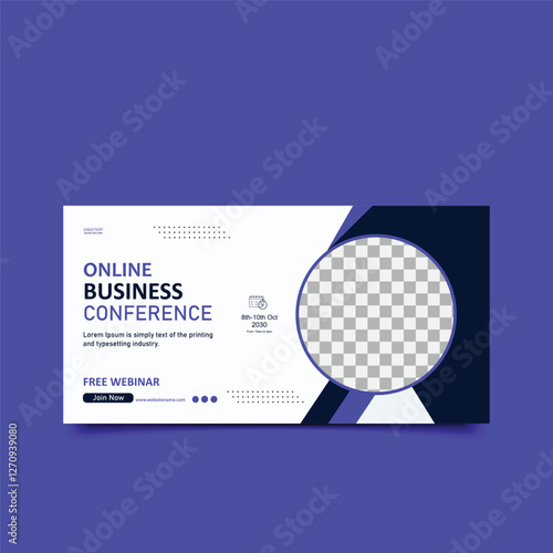 Webinar conference web banner or social media horizontal vector banner design.Live webinar banner invitation post template design