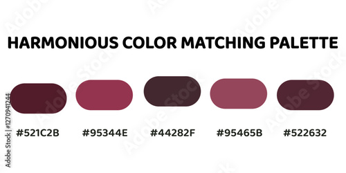 Harmonious color palette creating a sophisticated and elegant aesthetic. Ideal for luxurious and refined visual projects. deep burgundy, rich red, muted maroon, soft rose, dark crimson. 264.