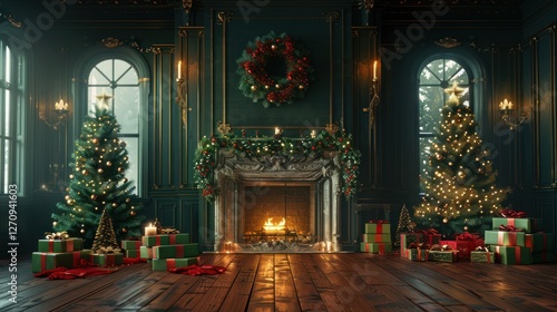 Wallpaper Mural Elegant Christmas Interior: A Luxurious Festive Scene Torontodigital.ca