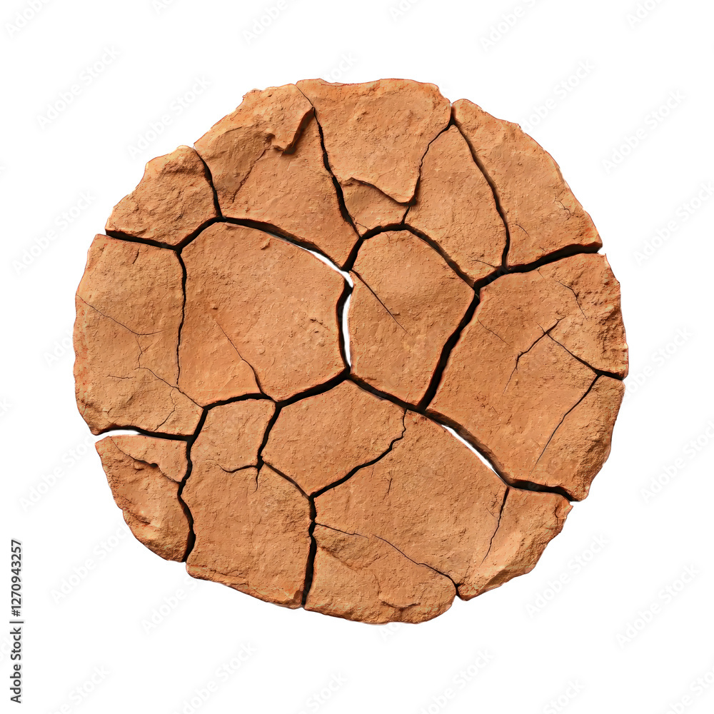 Naklejka premium Ripped torn idea. A cracked, dry clay surface symbolizing drought and environmental challenges.