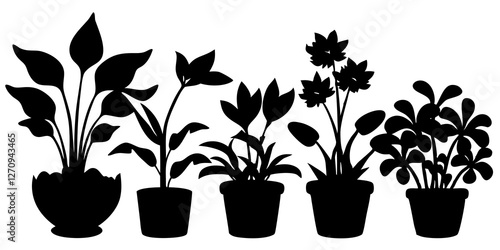 plants silhouette set , vector silhouette of plants