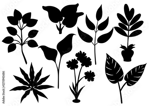 plants silhouette set , vector silhouette of plants