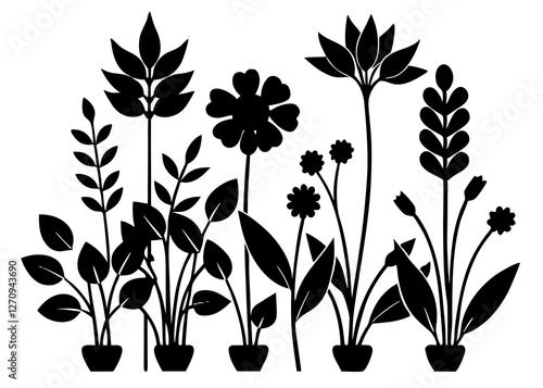 plants silhouette set , vector silhouette of plants