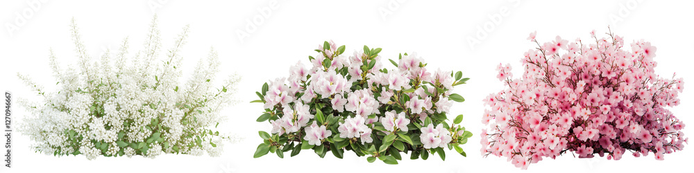 Obraz premium Blooming Shrubs in Springtime, png set