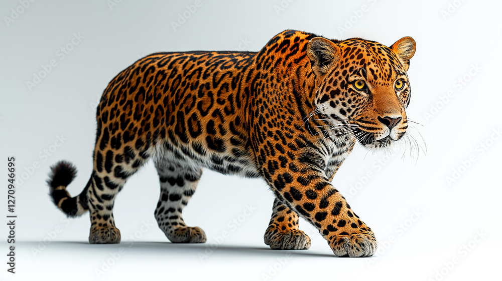 Naklejka premium leopard sneaking on white background