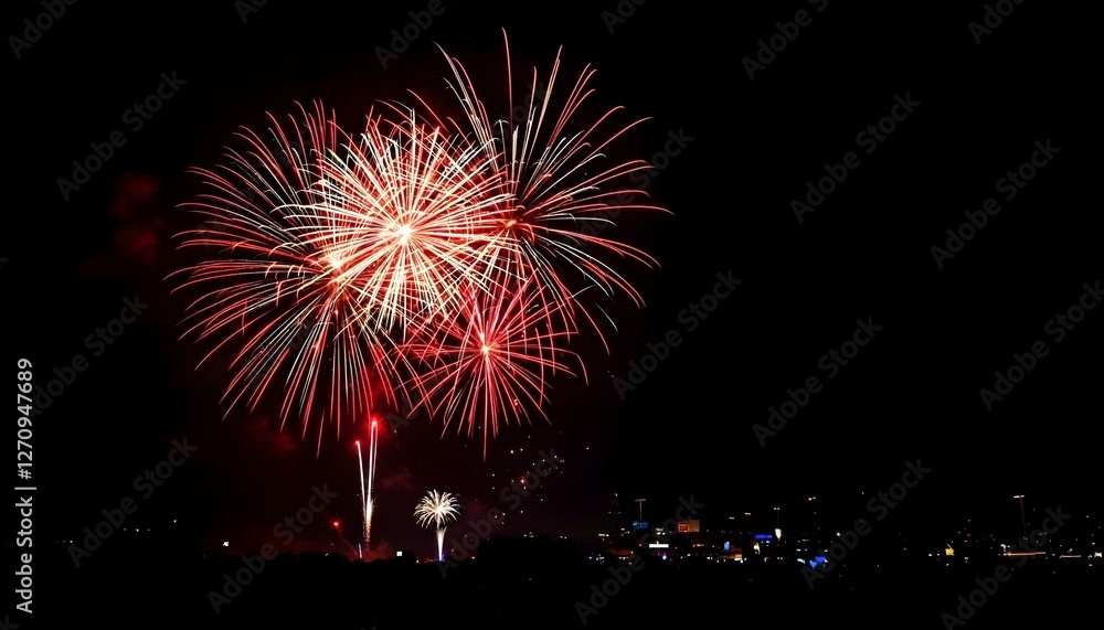 Fuegos artificiales en el cielo nocturno Fuegos artificiales en el cielo nocturno