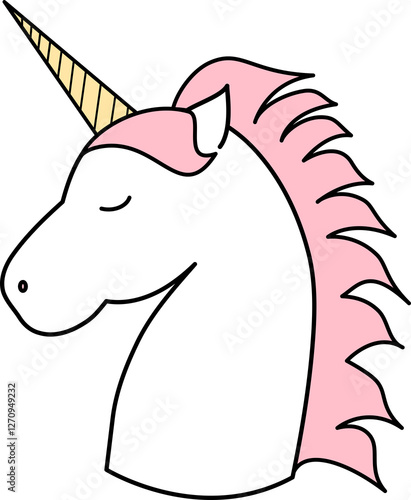 cute hand drawn cartoon unicorn png illustration on transparent background
	
