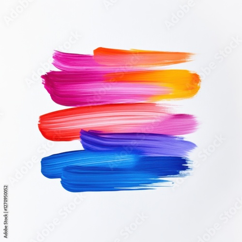 Bright and Colorful Abstract Paint Strokes on White Background for Artistic Inspiration and Creative Projects