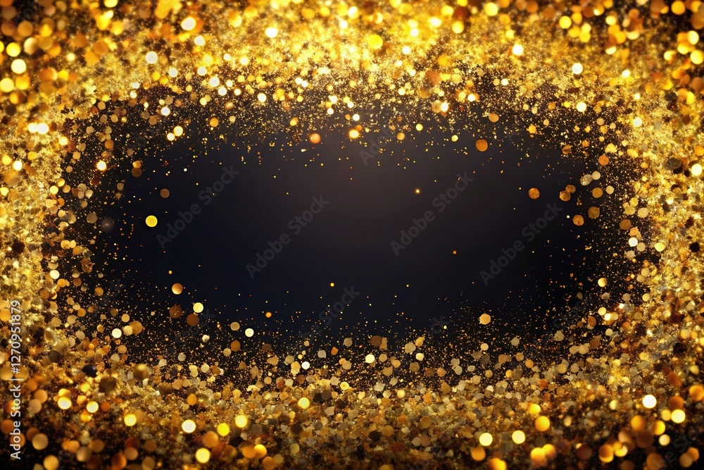Gold Glitter Confetti Border, Festive Celebration Party Background Gold Glitter Confetti Border, Festive Celebration Party Background