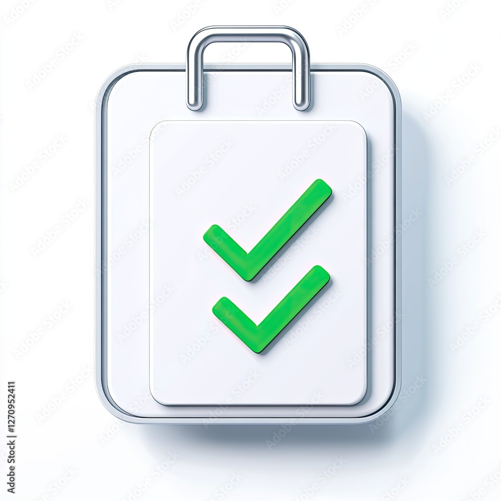 White Clipboard with Double Green Checkmarks White Clipboard with Double Green Checkmarks