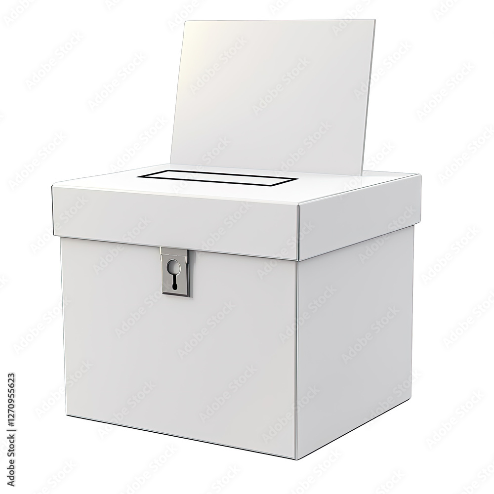 Justice responsibility idea. White ballot box for voting, symbolizing democracy and public participation. Justice responsibility idea. White ballot box for voting, symbolizing democracy and public participation.
