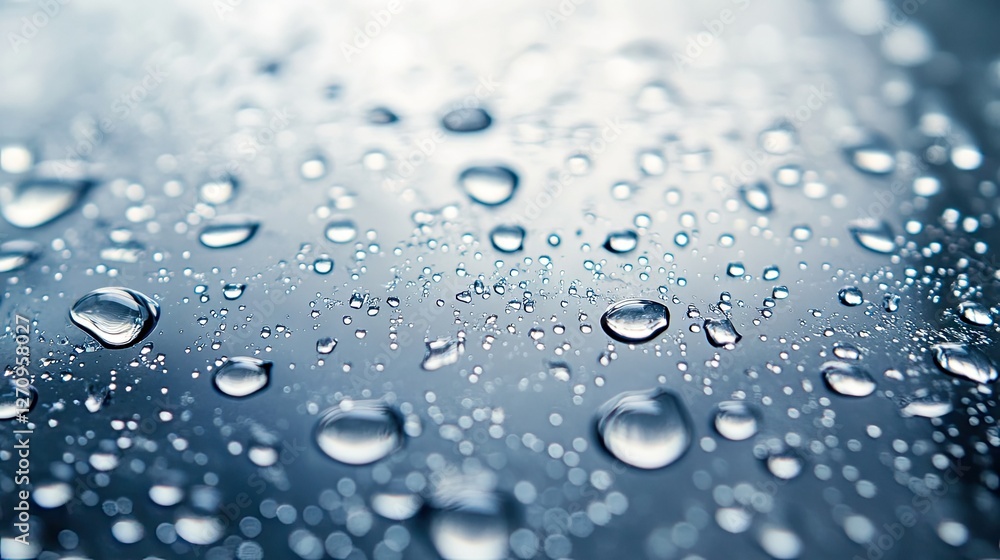 A close-up of water droplets on a glass surface, with light creating an intricate pattern on the droplets and soft shadows in the background A close-up of water droplets on a glass surface, with light creating an intricate pattern on the droplets and soft shadows in the background