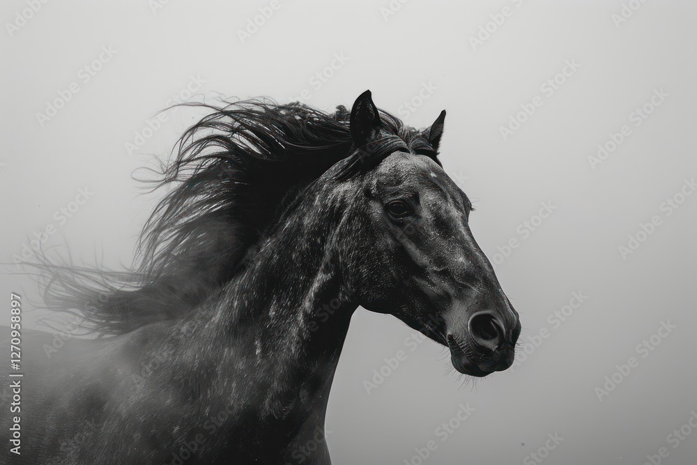 Portrait of the Spanish running horse stallion animal mammal.