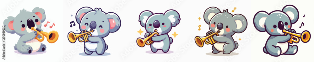 Fototapeta premium vector of a koala playing a trumpet