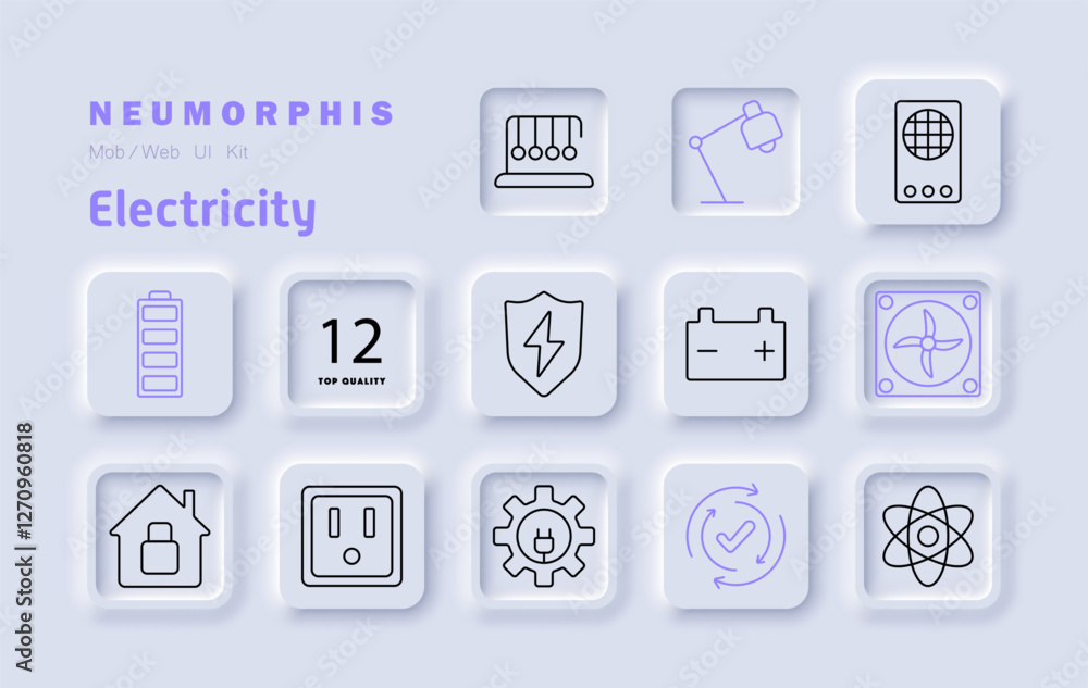 Electricity set icon. Power shield, electric plug, socket, fan, battery, home automation, safety, renewable energy, circuit, efficiency, energy storage, modern technology, system integration Electricity set icon. Power shield, electric plug, socket, fan, battery, home automation, safety, renewable energy, circuit, efficiency, energy storage, modern technology, system integration