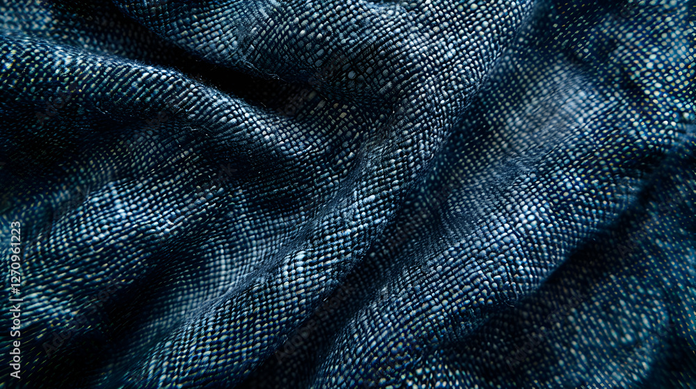 Fototapeta premium Close-up view of textured dark fabric showcasing intricate weave patterns and depth