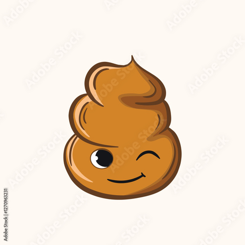 Cartoon poo, template feces icon. Kawaii poop isolated on white background. Shit pattern, evil turd. Vector illustration for invitation, poster, card, fabric, textile. Doodle style.